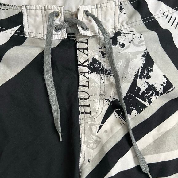 Hulakai Board Shorts Size 34 Black White Hawaii Swim Trunks Beach Surf - Picture 3 of 6